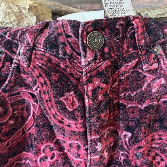 Vintage "Bill Blass Jeans" Soft Velvet Burgundy Paisley Pants - Picture 4 of 5